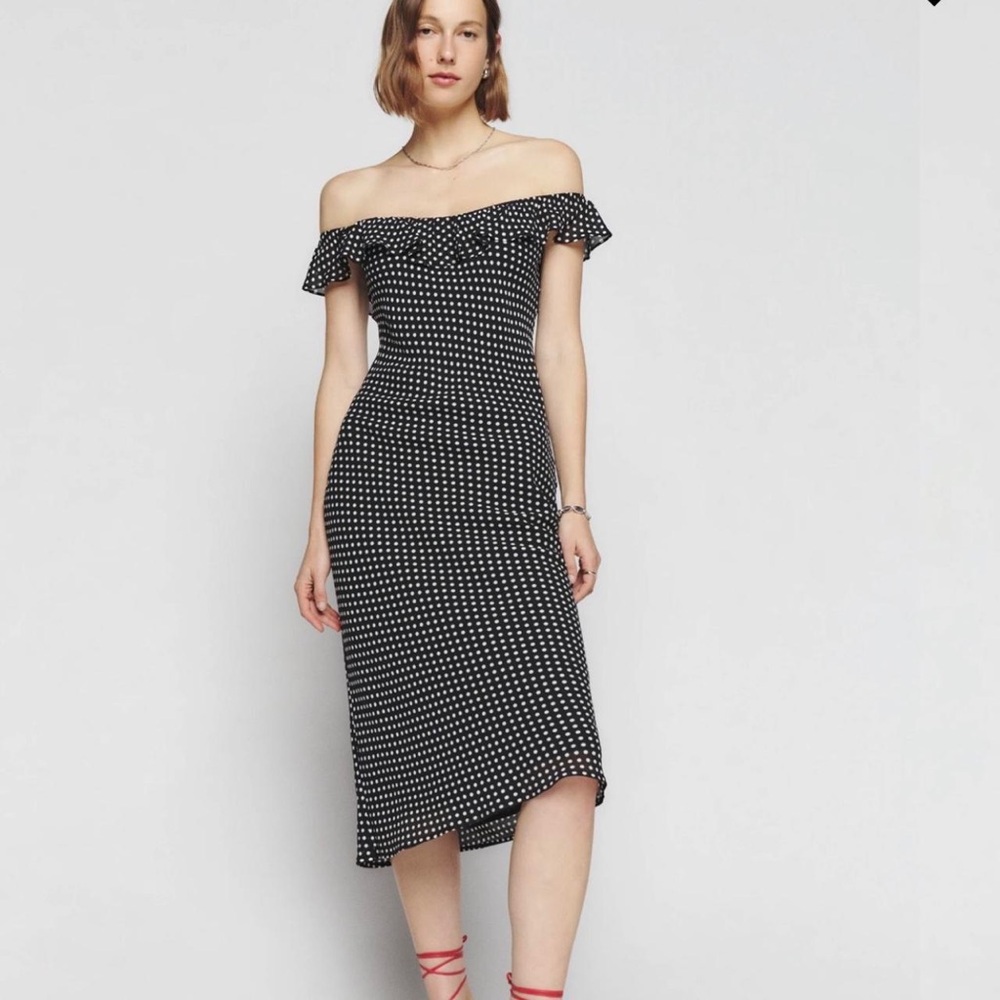 NWT Reformation Charm Dress in Caviar Dot
